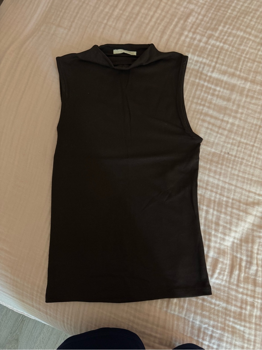 Zara Mock Neck Sleeveless Brown Tank Top